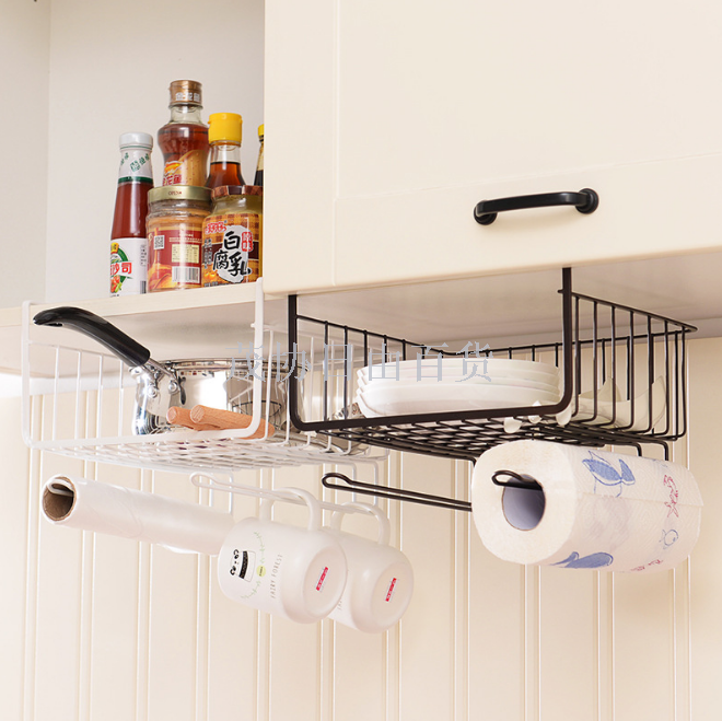 Multi-functional kitchen shelving Creative cabinet hanging basket hanging rack