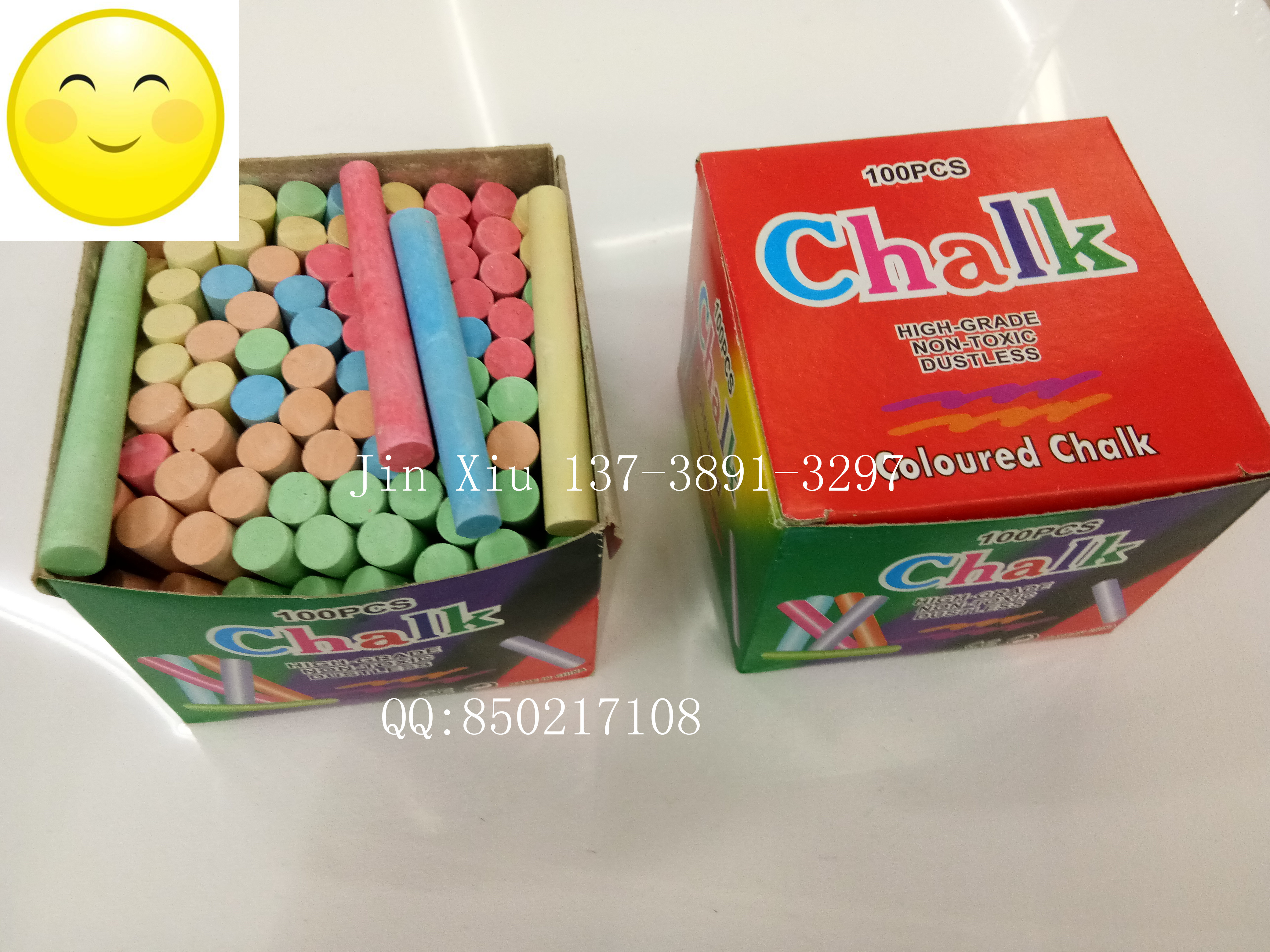 1粉笔，彩盒粉笔，彩色白色无尘粉笔，CHALK