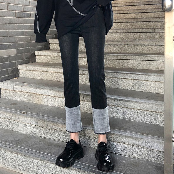 韩版高腰宽松直筒牛仔裤九分裤女新款泫雅小个子阔腿裤细节图