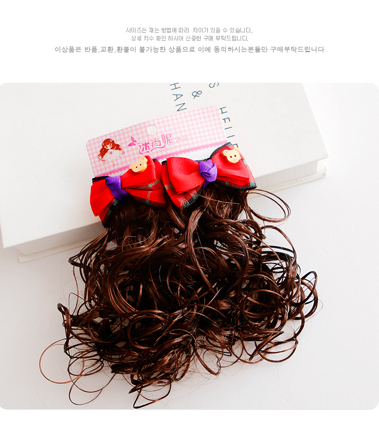 Wigs, hair accessories, bow hair clips, princess-style curly hair, braided hair, little girl hair clips, headwear, children details Picture