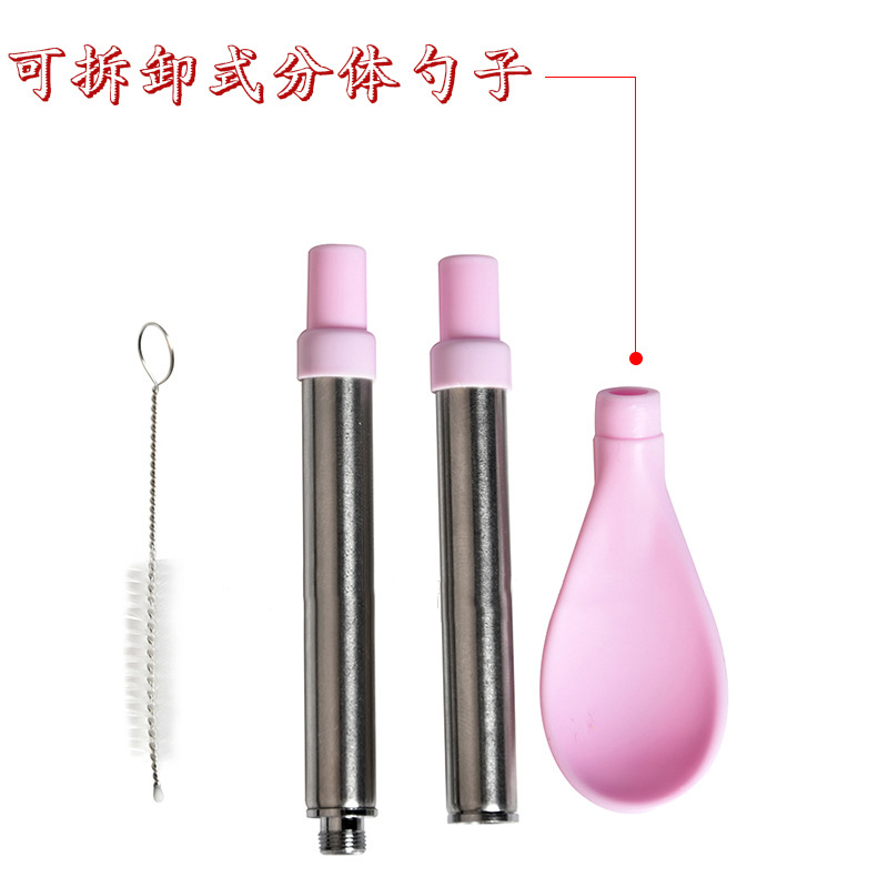 Portable telescopic straw, stainless steel straw, folding straw, silicone straw spoon, two-in-one folding straw spoon, available in multiple colors, reusable, environmentally friendly, detachable rubber straw, straw mouth