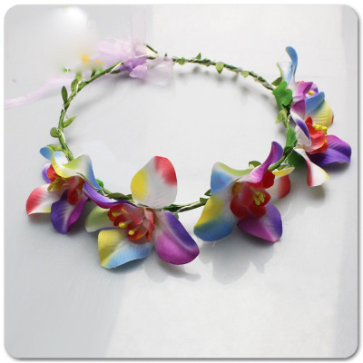 批发儿童新年礼物发光花环 LED百合花头饰 七彩闪光发箍