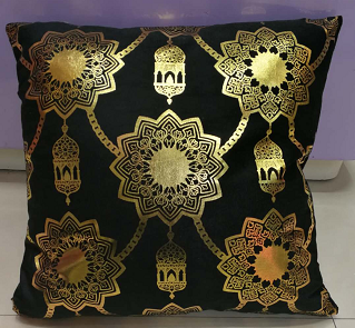 Various fabric gold-embossed positioning throw pillows, cushions, backrests and jackets