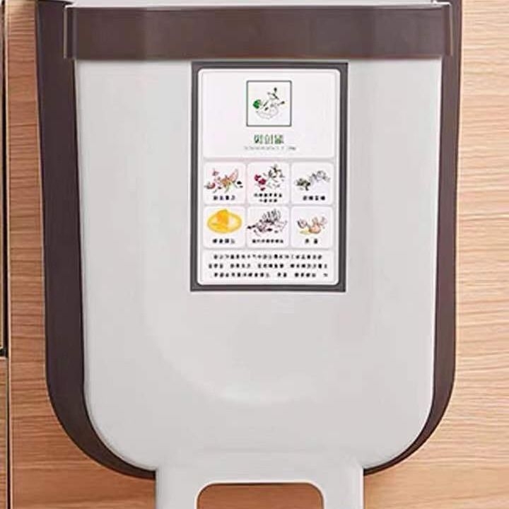 折叠式悬挂垃圾桶厨房家用寝室学生宿舍橱柜门壁挂客厅卫生间厕所白底实物图
