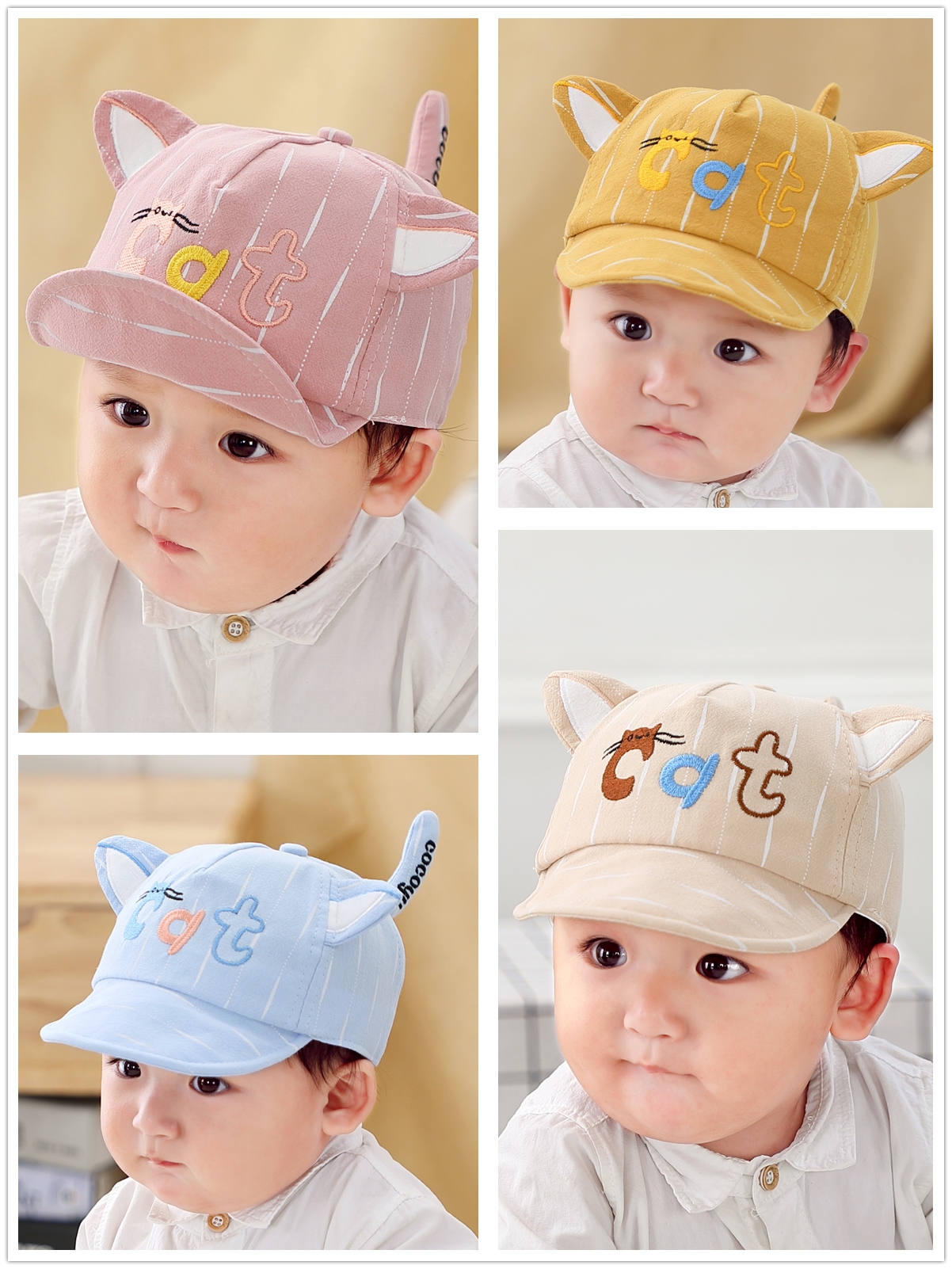 Baby Hat Baby Hat Child Hat Cat Cat Embroidered Hat Cartoon Hipster Hat