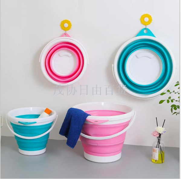 5/10 liter factory direct folding plastic bucket outdoor portable traveler household folding washing car water fishing bucket