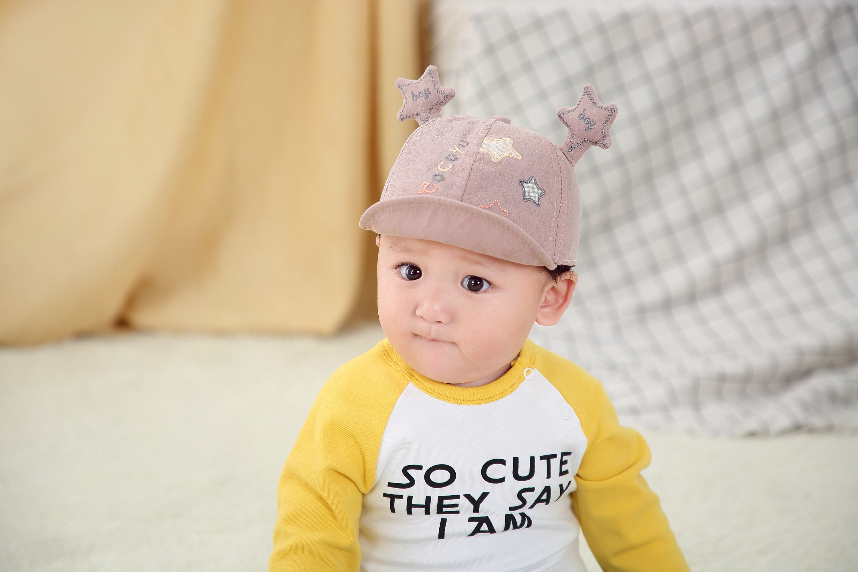 Baby Hat Baby Hat Children's Hat Star Embroidery Vertical Ears Cartoon Soft Brim Hat Specification drawing
