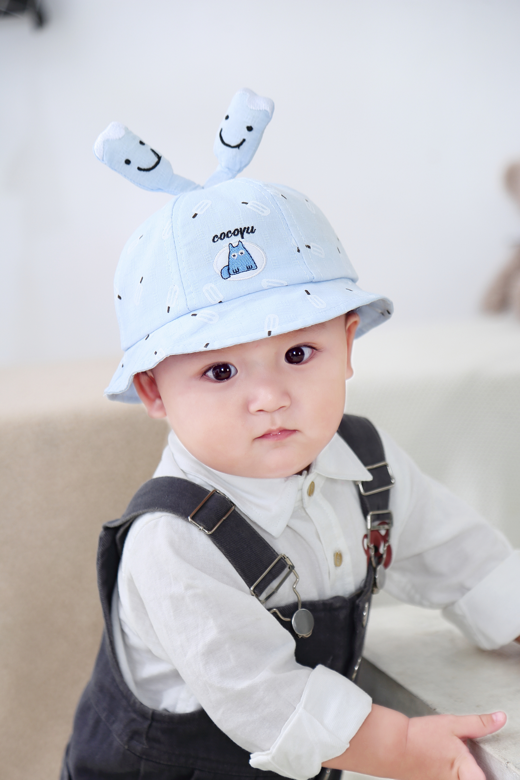 Baby caps, infant caps, children's caps, Popsicle flower caps, vertical ear cartoon basin caps Item Picture