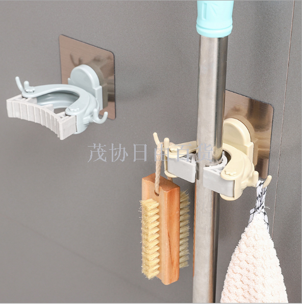 Bathroom mop clip without holes hanging antler mop rack toilet multi-function rack mop clip