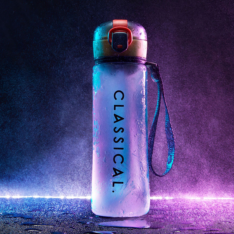 500ML English elastic cap rope plastic cup Creative trend sports water cup thumbnail