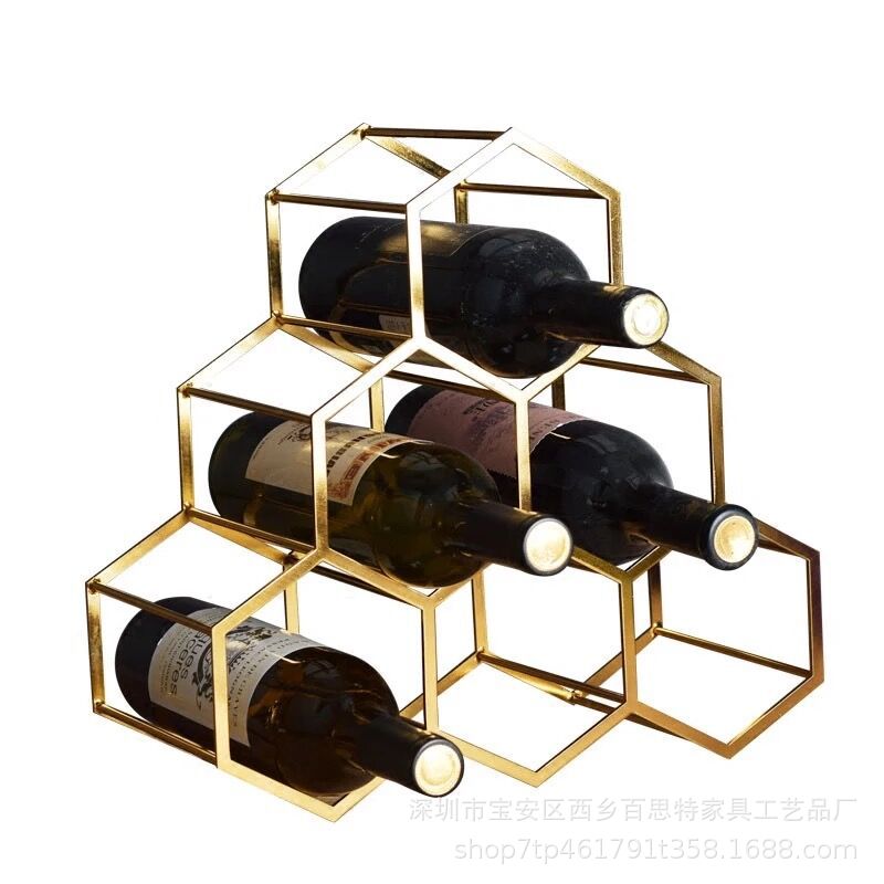 欧式酒架金属奢华艺术简约型酒柜吧台新款装饰艺术厨房餐厅红酒架细节图