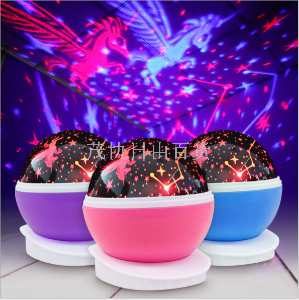 Star automatic rotating projection light USB star Moon light colorful diamond star projector LED night light