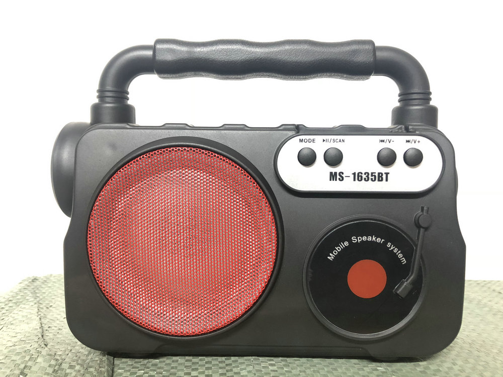 MS1635FM card-inserting wireless Bluetooth speaker, portable TWS speaker with flashlight and seven-color light gift