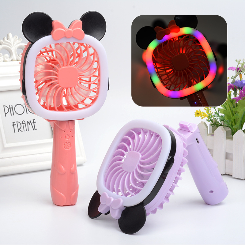 A generation of cartoon cute mini folding fan night light usb portable summer direct sales Specification drawing