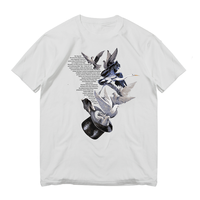 A must-have item for trendy men in Europe and America, this flat-style round-neck printed T-shirt features a pigeon pattern. Other patterns can be customized Item Picture