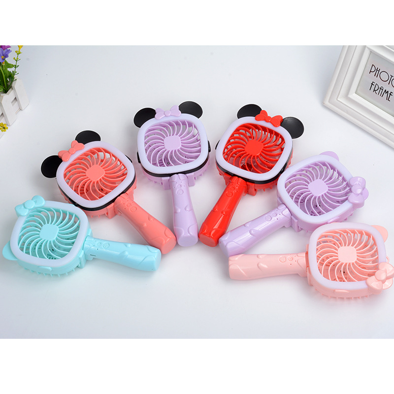 A generation of cartoon cute mini folding fan night light usb portable summer direct sales Item Picture