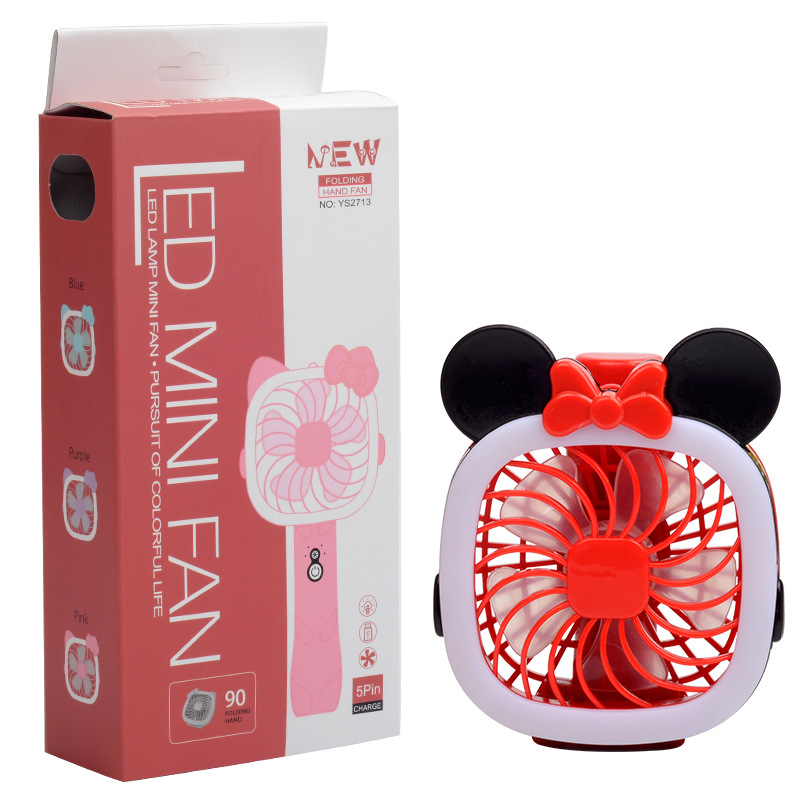 A generation of cartoon cute mini folding fan night light usb portable summer direct sales details Picture