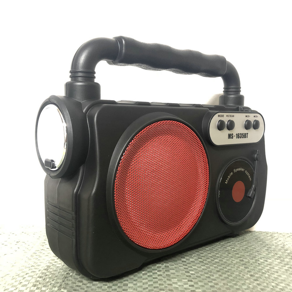 MS1635FM card-inserting wireless Bluetooth speaker, portable TWS speaker with flashlight and seven-color light gift Specification image