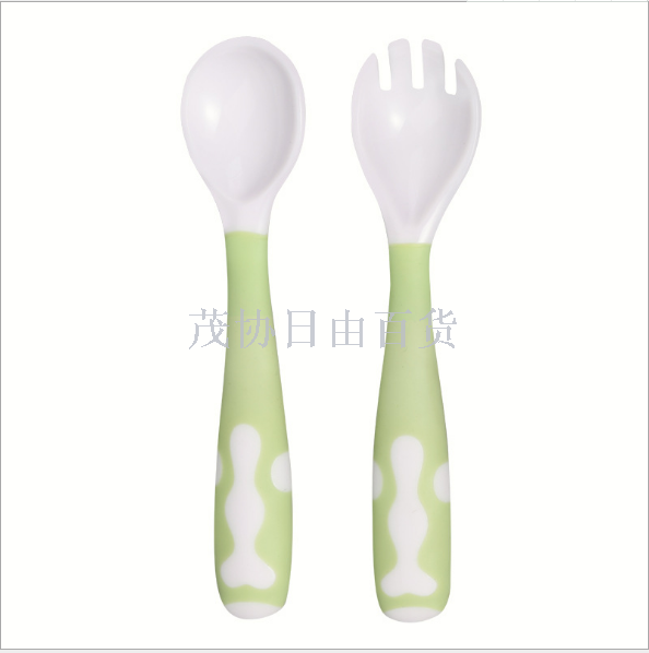 Baby learning to eat training spoon pp curved head rice spoon tilted head Children's fork spoon can be bent, curved spoon crooked handle spoon fork details Picture