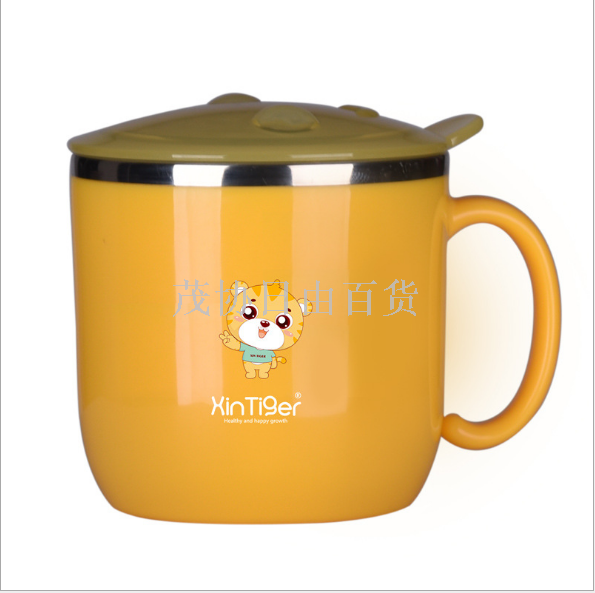 New baby water cup handle with sealing lid Baby water cup milk cup 304 stainless steel mug OEM label