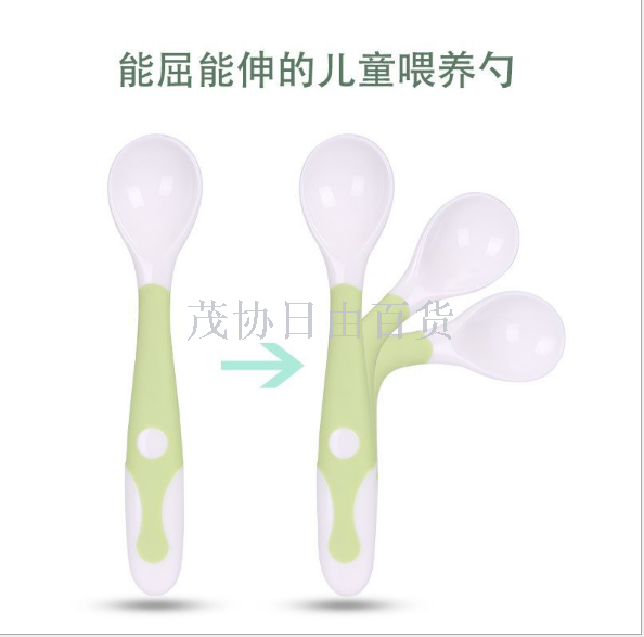 Baby learning to eat training spoon pp curved head rice spoon tilted head Children's fork spoon can be bent, curved spoon crooked handle spoon fork Specification image