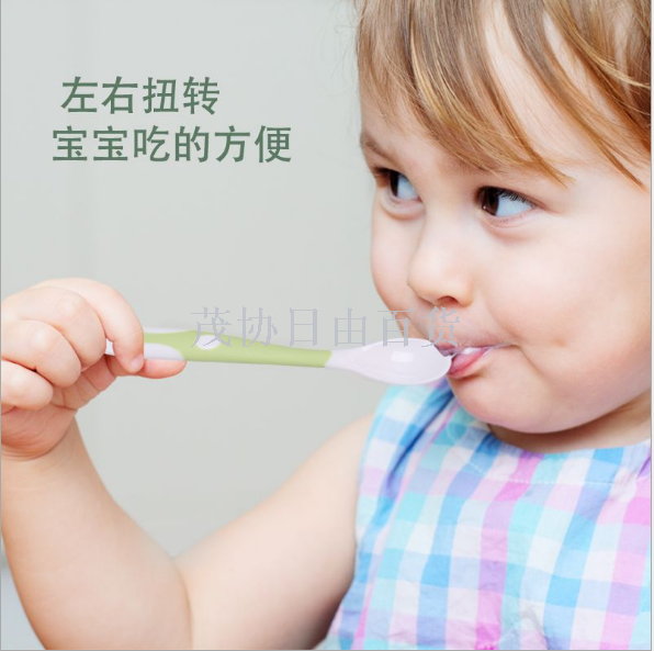 Baby learning to eat training spoon pp curved head rice spoon tilted head Children's fork spoon can be bent, curved spoon crooked handle spoon fork Item Picture