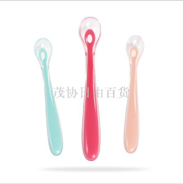 New children's silicone spoon, baby safe eating training tableware, infant and toddler complementary food feeding spoon factory direct sales details Picture