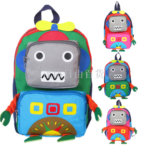 Children's school bag cartoon kindergarten school bag 1-5 years old travel backpack robot school bag custom printed characters
