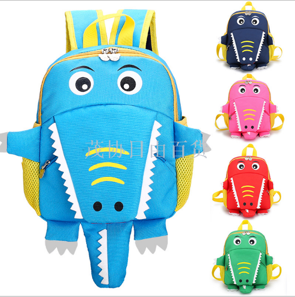 Children's backpack cartoon crocodile kindergarten bag Korean version of boys and girls baby travel backpack