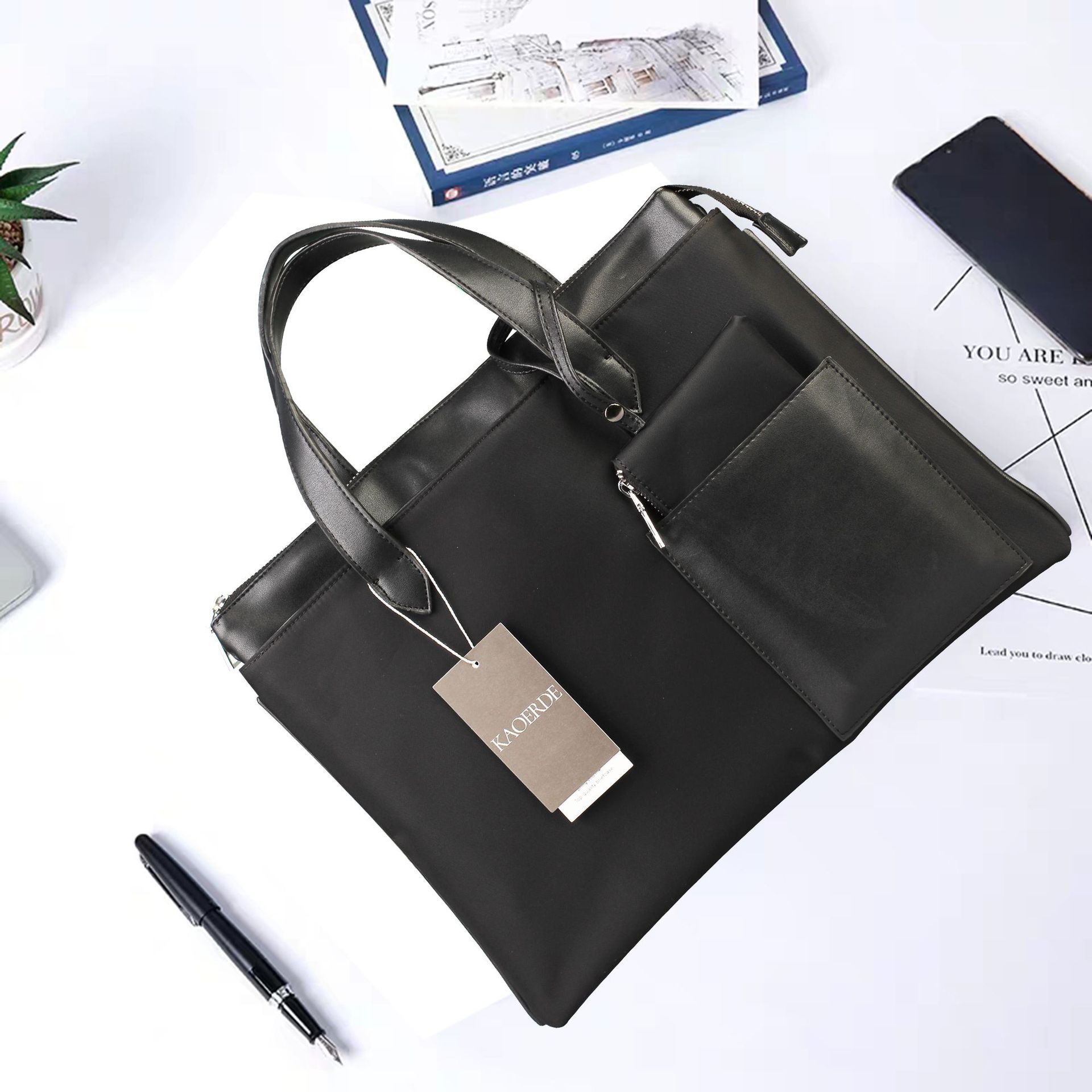 Calder Large Capacity Portable Document Bag Imported Nylon Waterproof Information Bag 8266 Business Briefcase Specification drawing