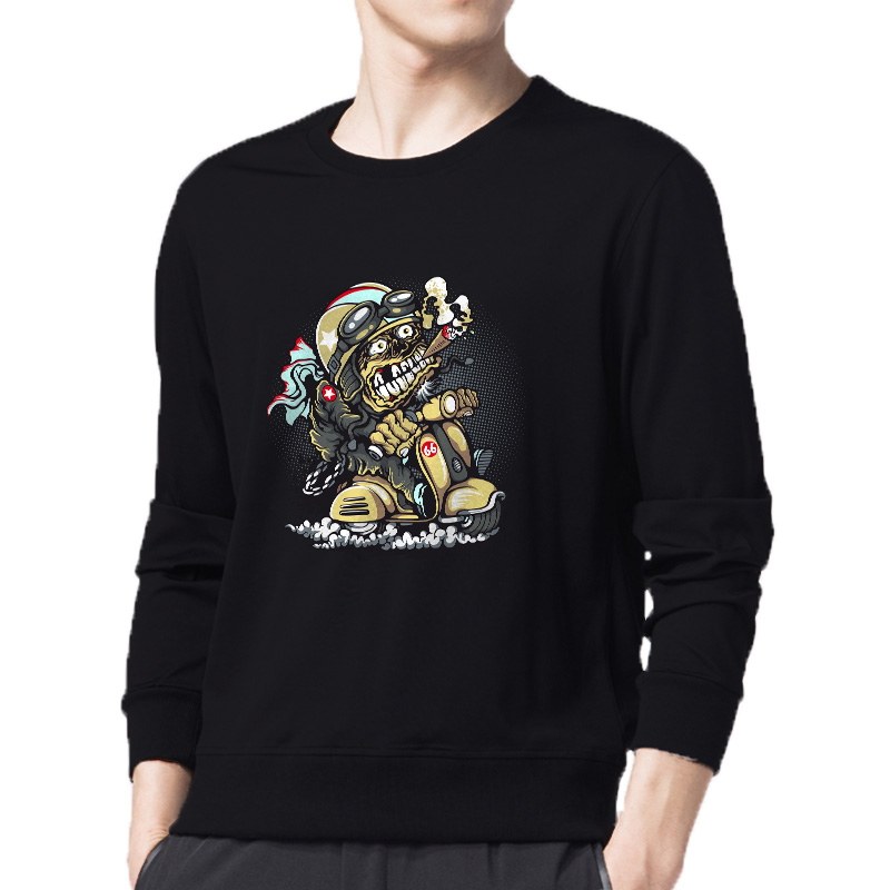 Popular fashion ghost print round neck hoodie young self-deprecating style hoodie custom Item Picture