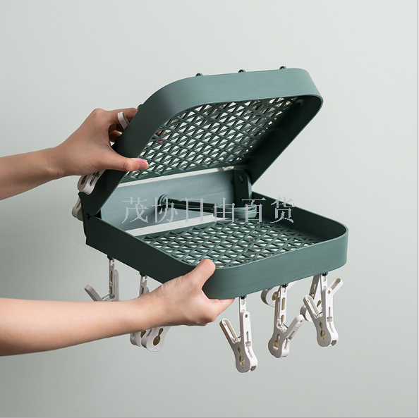 品沐设计 晾袜子衣架多夹子家用挂衣折叠衣服架宿舍神器收纳架白底实物图