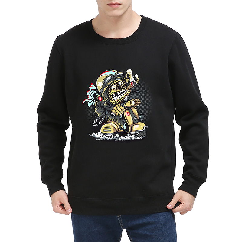 Popular fashion ghost print round neck hoodie young self-deprecating style hoodie custom Application Scenario