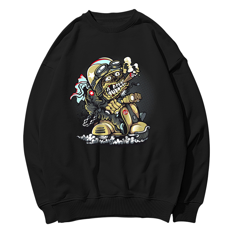 Popular fashion ghost print round neck hoodie young self-deprecating style hoodie custom details Picture