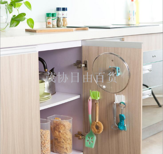 Kitchen double-sided glue multipurpose sponge storage rack sundry hanging rack cupboard wall type pot cover rack spot
