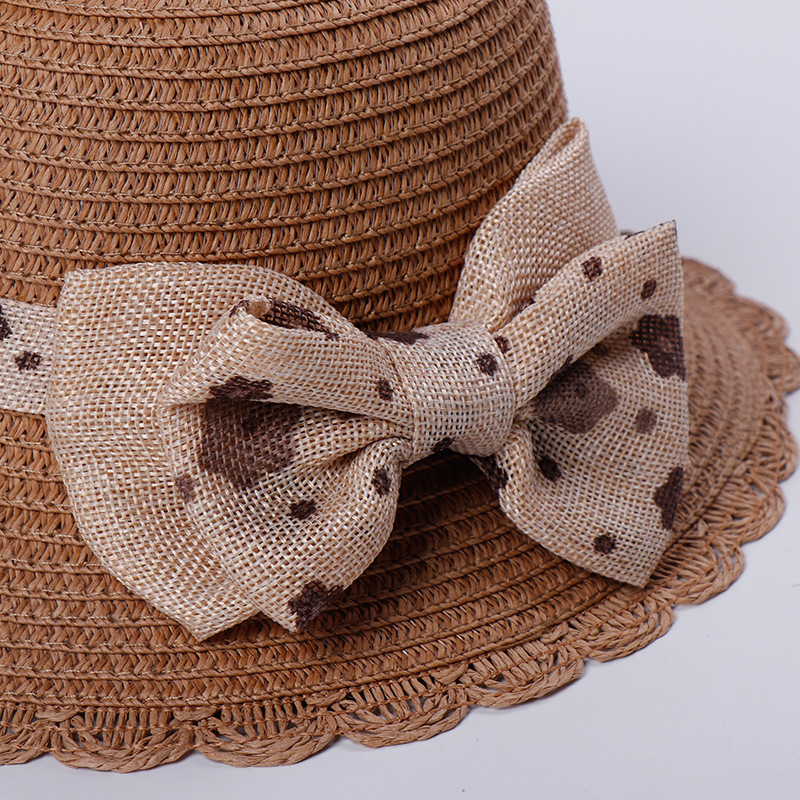 Bow children's straw hat Summer 2019 new children's sun hat Children's hat all match baby sunscreen hat Specification drawing