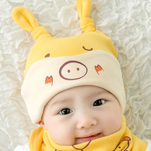 2019韩版保暖儿童毛线帽0-8月长耳朵小猪儿童针织帽秋冬新款帽子