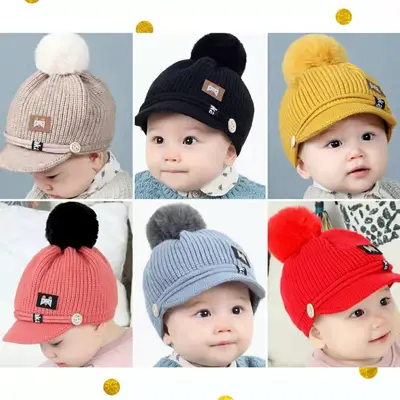 New autumn and winter children's hats, knitted hats for babies aged 3 to 15 months, warm, and comfortable and trendy baby caps thumbnail