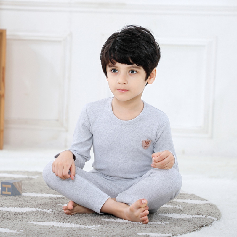 舒绒彩棉儿童保暖内衣套装 8001 男童宝宝圆领秋衣秋裤 棉毛衫