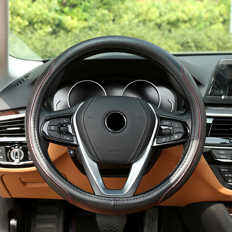 2019 nuevo estilo de venta caliente cuatro estaciones cubierta de volante de cuero de coche de cuero de vaca manga de manga artículos interiores del coche al por mayor Specification image