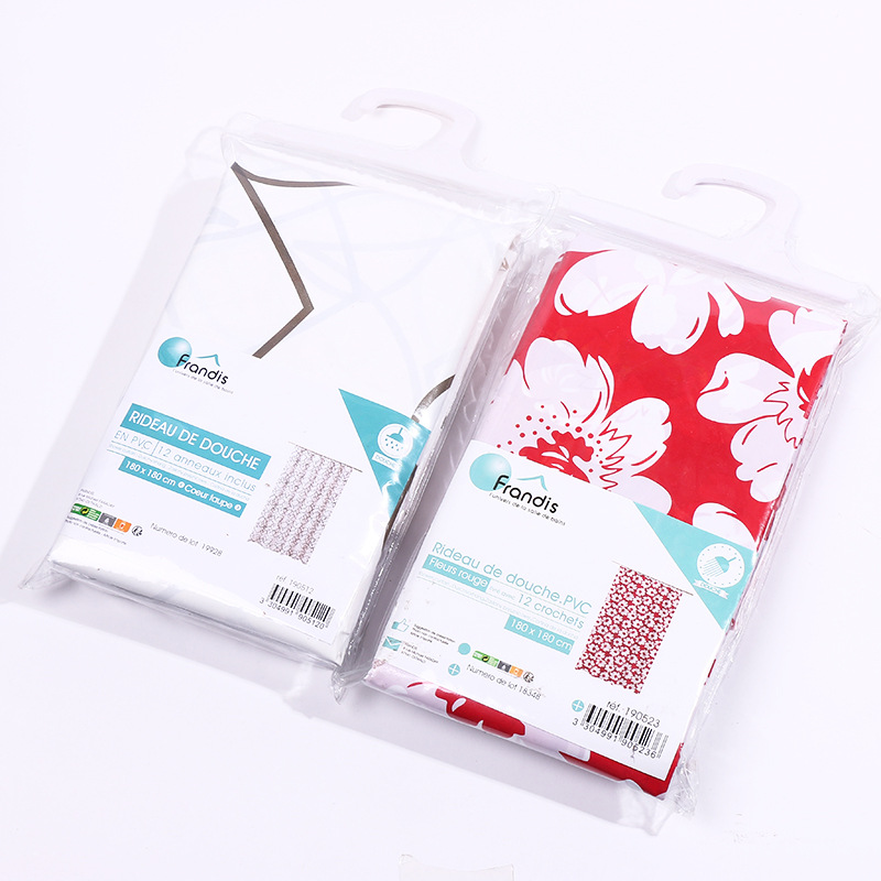 热销新款PEVA小PVC包装浴帘 防水防污创意花朵高品质不褪色浴帘细节图