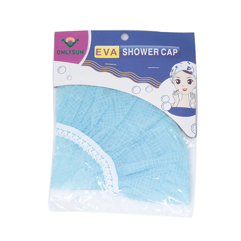 彩色加厚印花家用浴帽pe防油防水塑料帽子防水爱心波点浴帽批发白底实物图