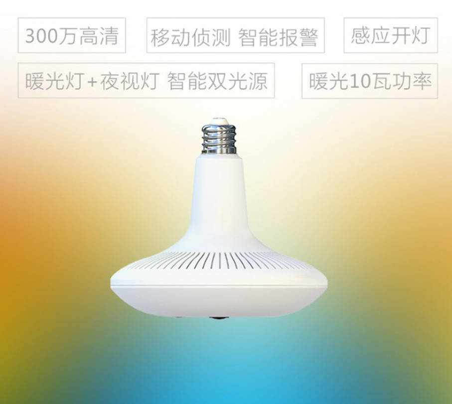 无线WiFi网络灯泡监控摄像头300万人体感应开关灯泡camera