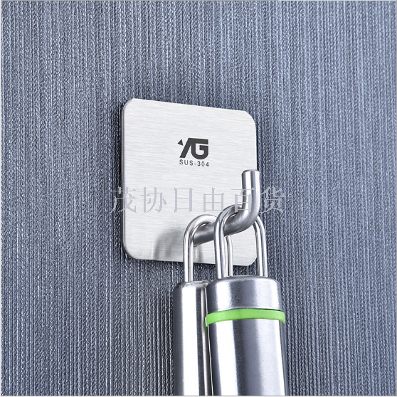 2个装304不锈钢挂钩单钩 免钉强力粘胶固定透明无痕小挂钩挂衣钩产品图