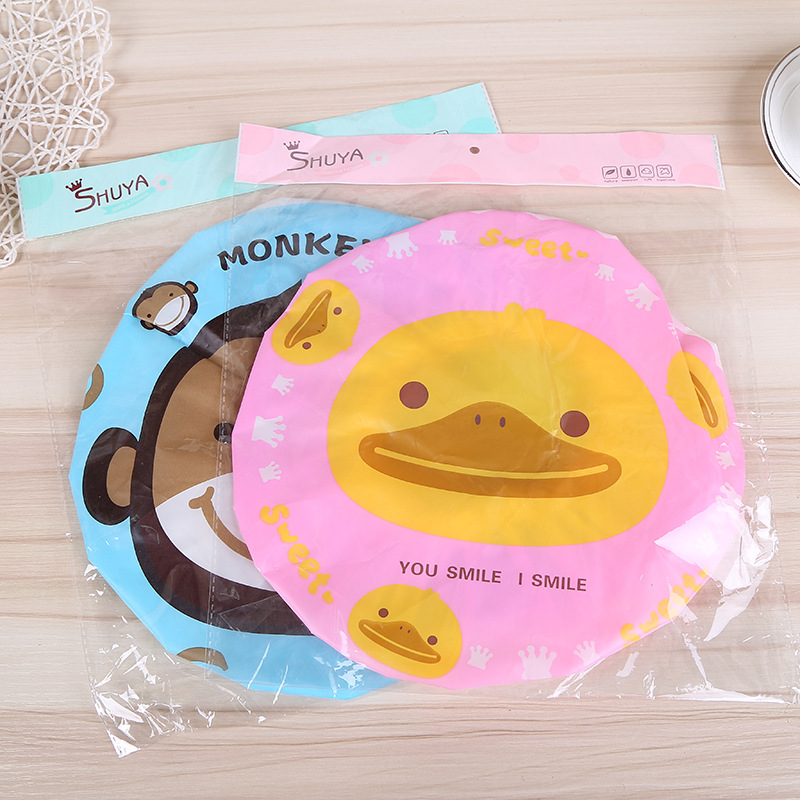 创意卡通防水浴帽 印花色丁EVA浴帽日式防水洗澡浴帽现货供应批发