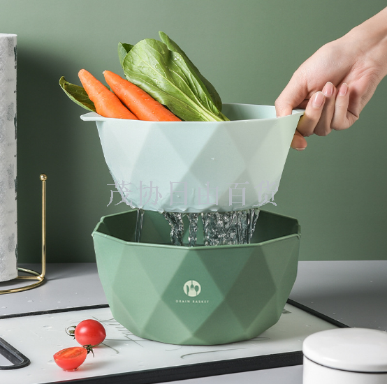 The new creative best-selling plastic vegetable washing basket, double-layer draining fruit plate, vegetable draining basket and storage basket are only for export sales Application Scenario