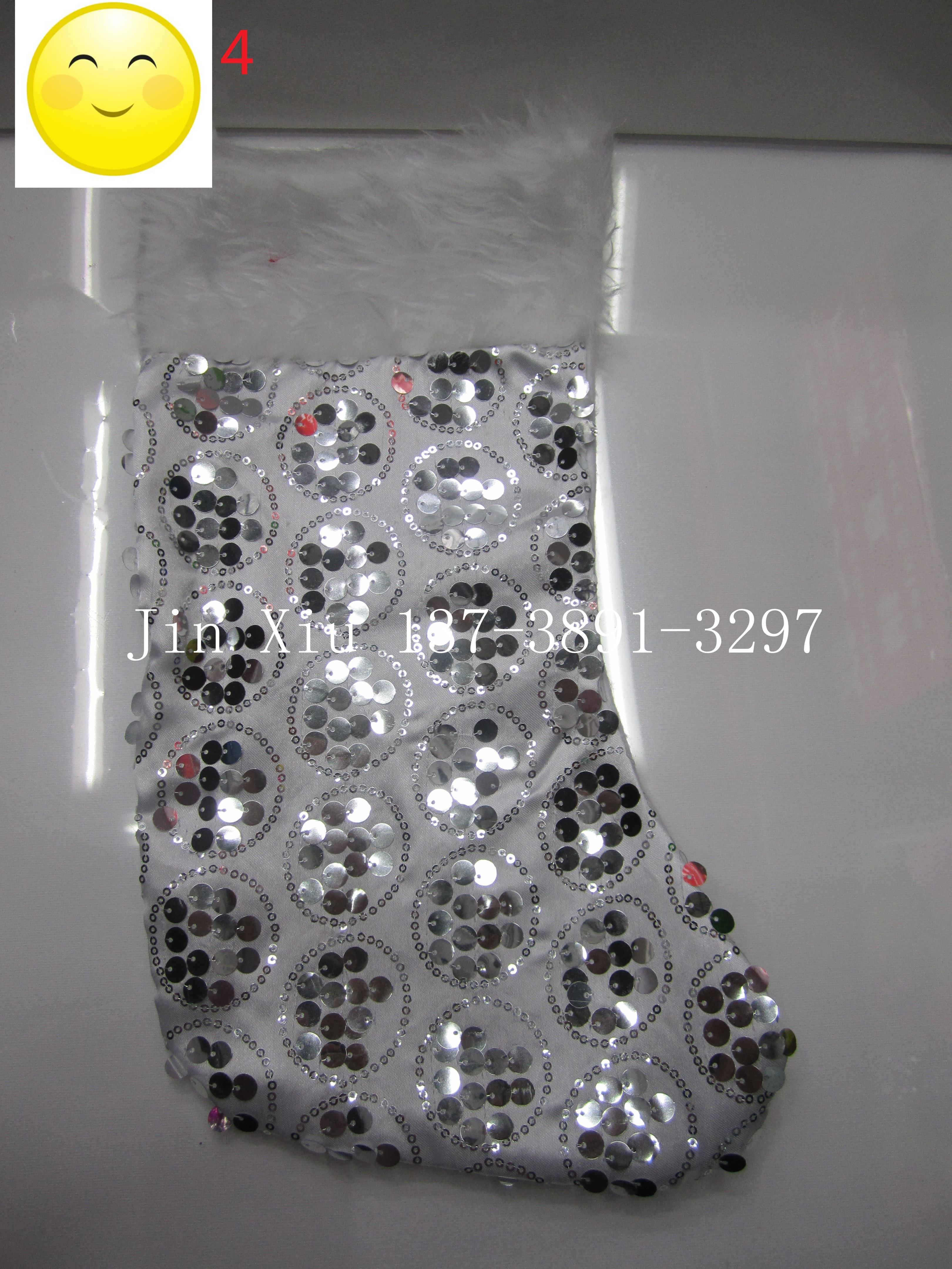 4.&5 亮片绣花袜 圣诞袜 无纺布袜 糖果袜 节日礼品袜 毛毡布贴布