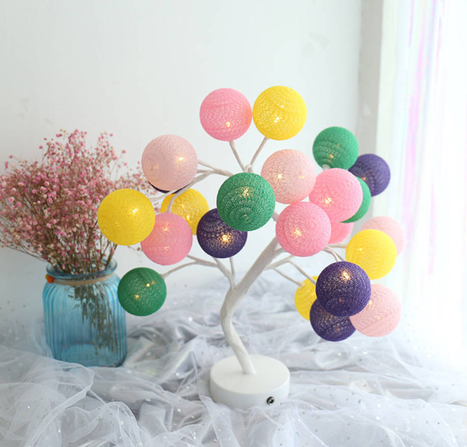 Handmade cotton ball tree lamp rose modeling lamp lamp decorative lamp
