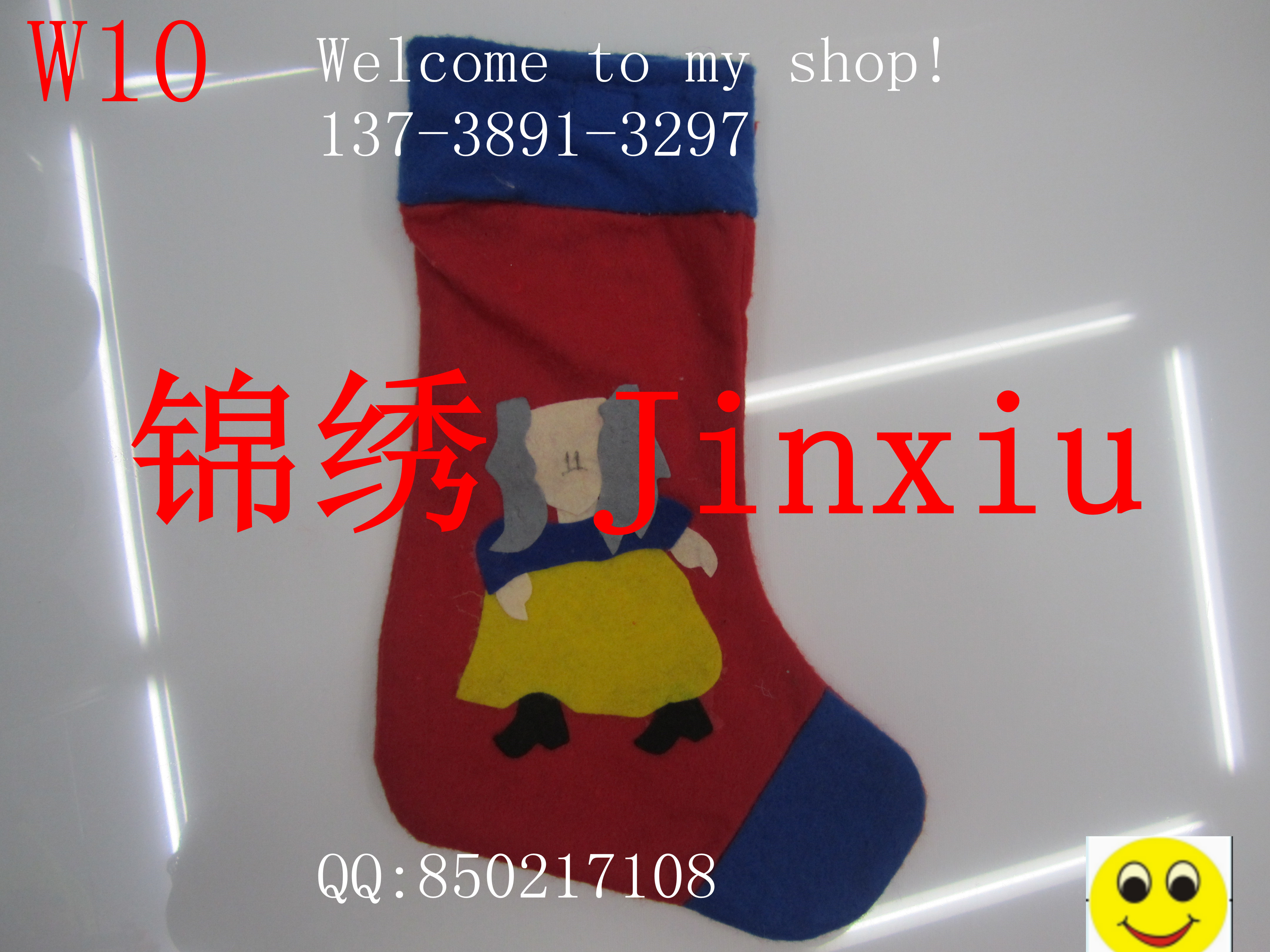10贴布袜 亮片绣花袜 圣诞袜 无纺布 糖果袜节日礼品袜 毛毡布