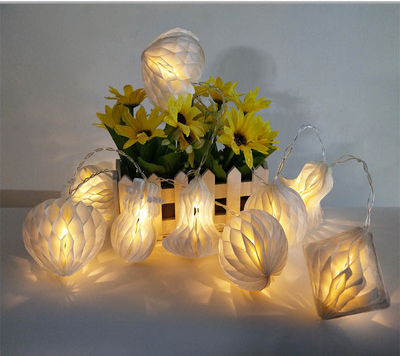 Popular handmade paper lanterns white decorative lights string transparent LED battery festival